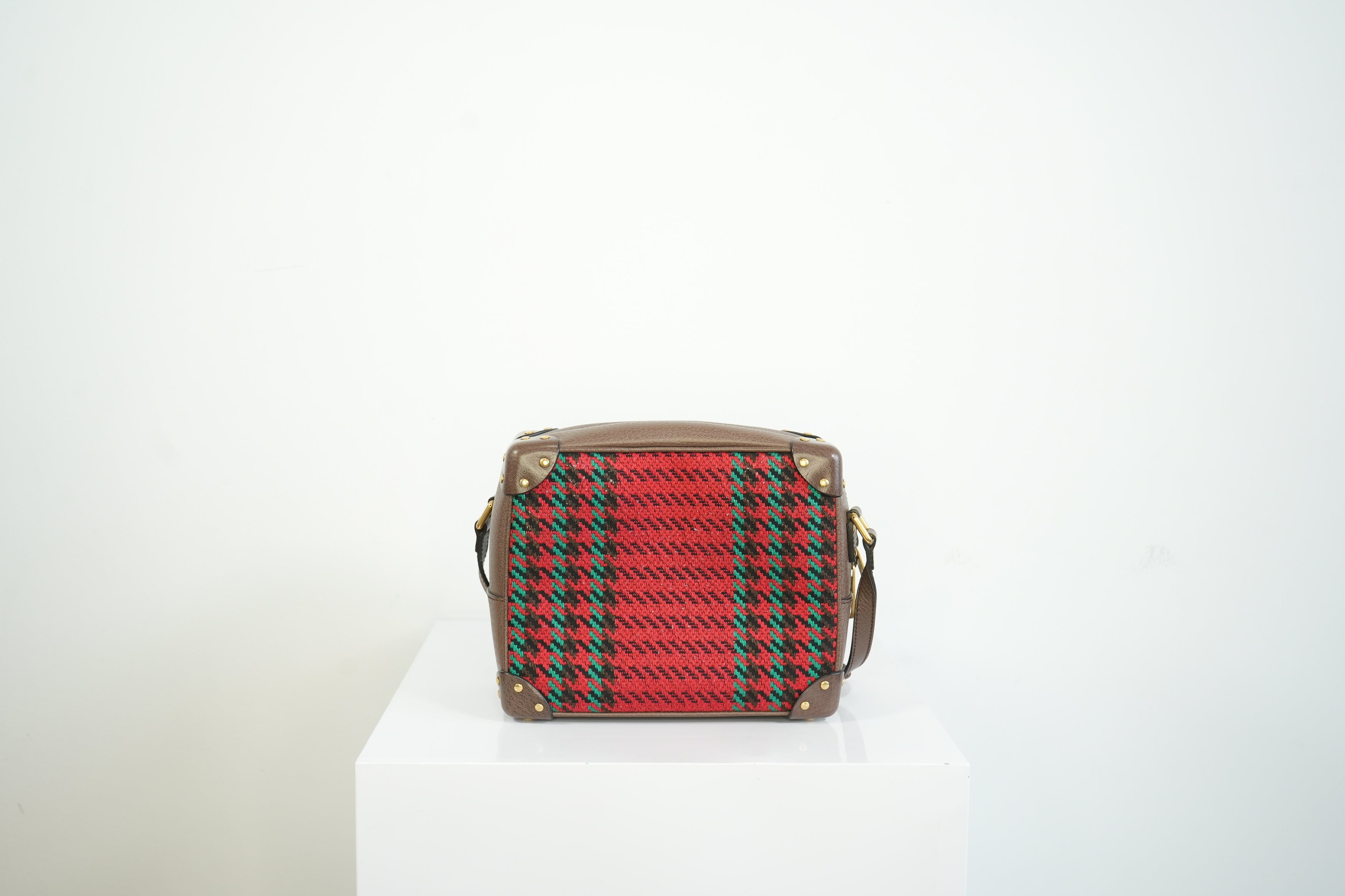 Gucci Houndstooth Stripe Interlocking G Trunk Shoulder Bag