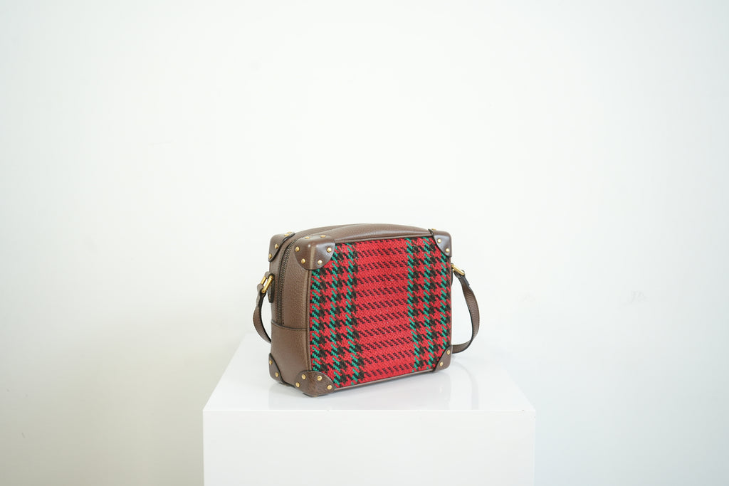 Gucci Houndstooth Stripe Interlocking G Trunk Shoulder Bag