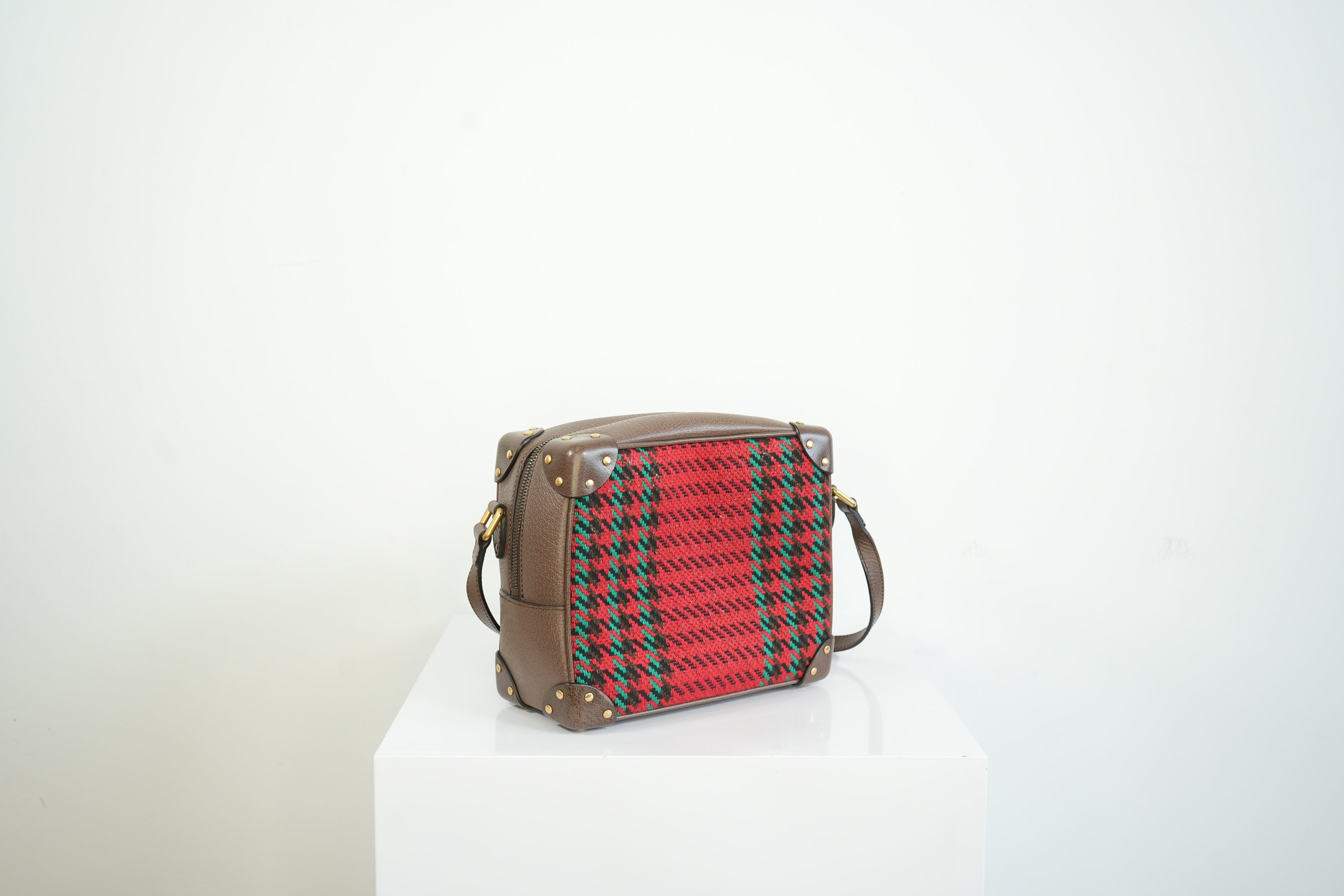 Gucci Houndstooth Stripe Interlocking G Trunk Shoulder Bag