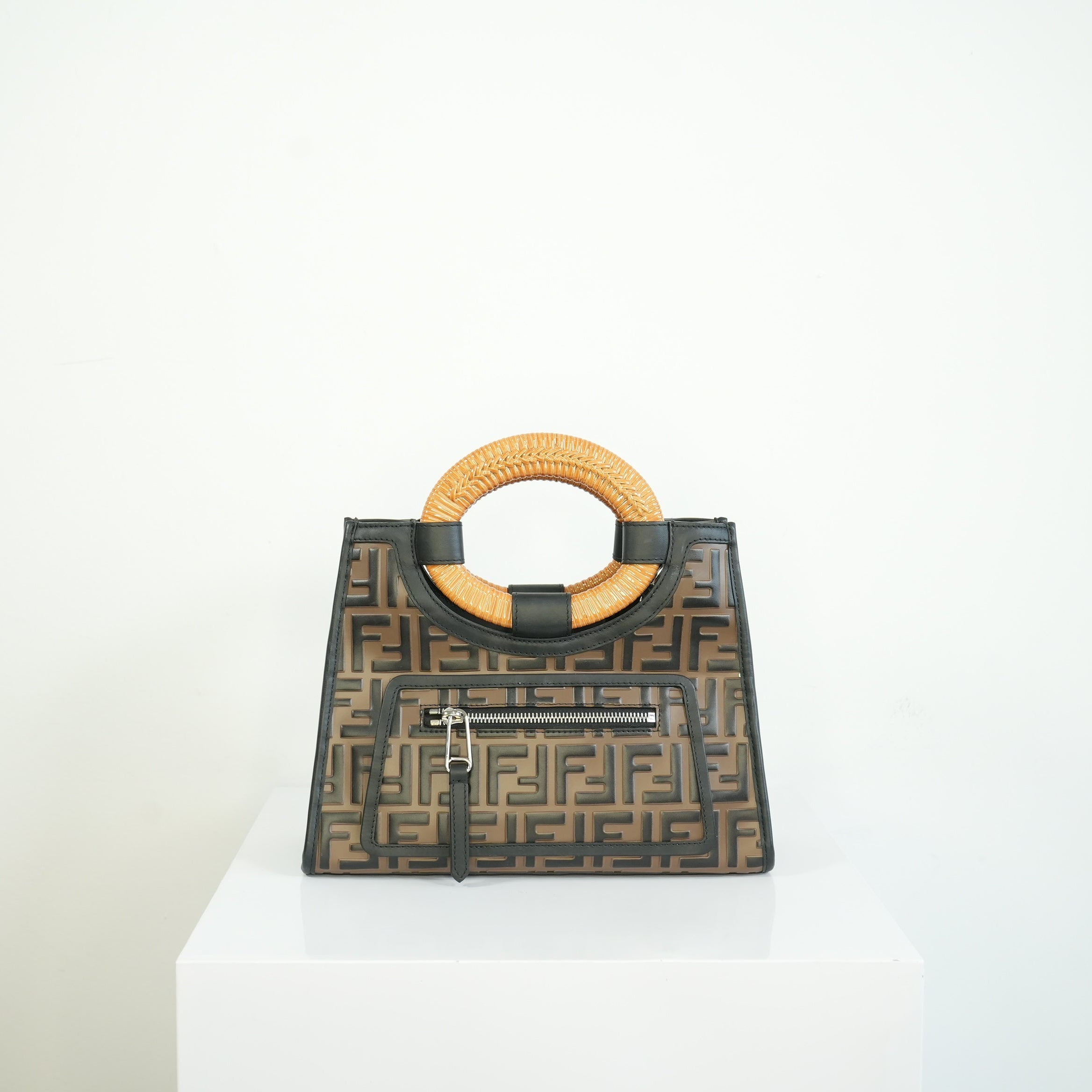 Fendi Tobacco FF Zucca Small Embossed Handbag