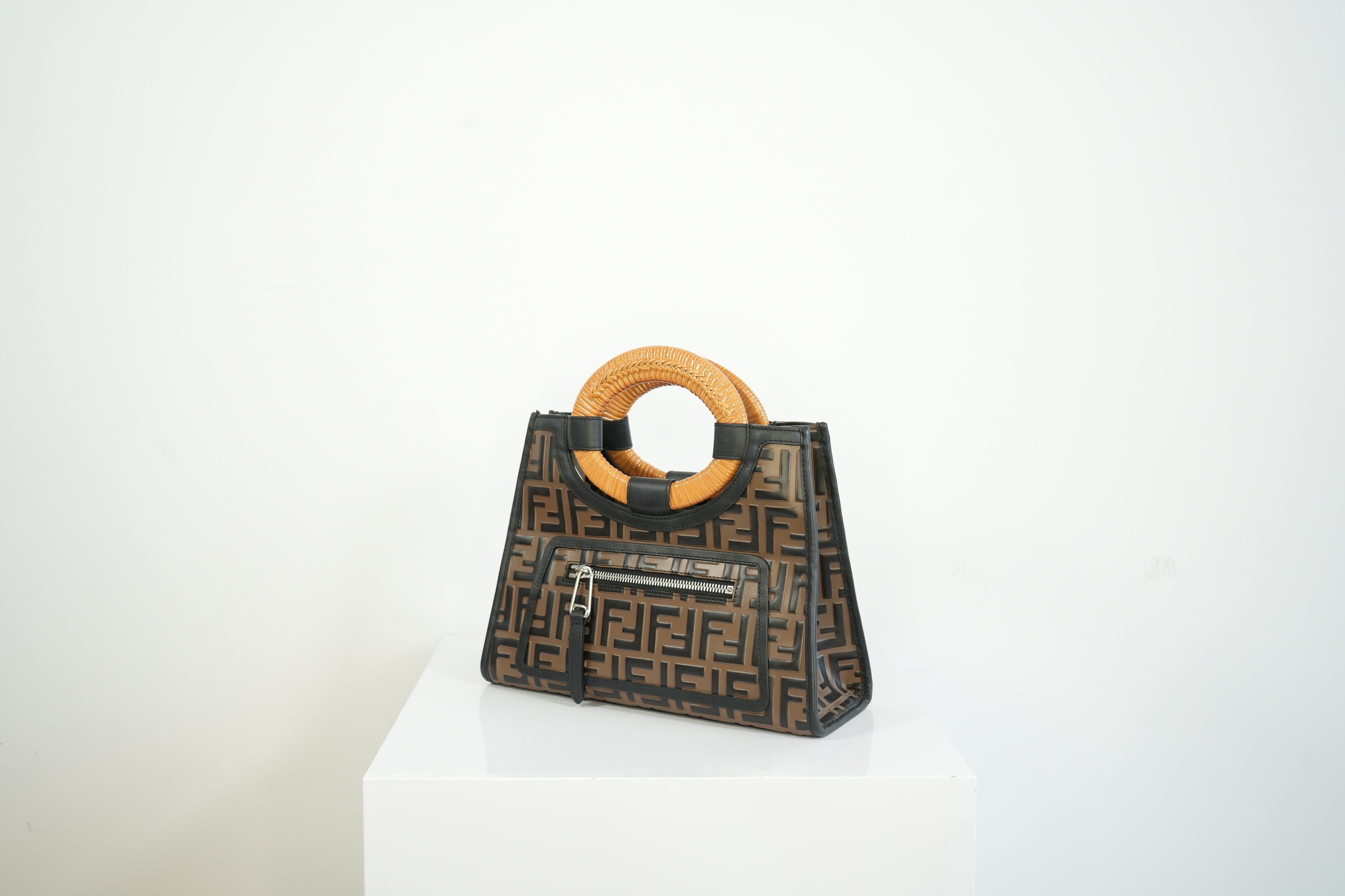 Fendi Tobacco FF Zucca Small Embossed Handbag