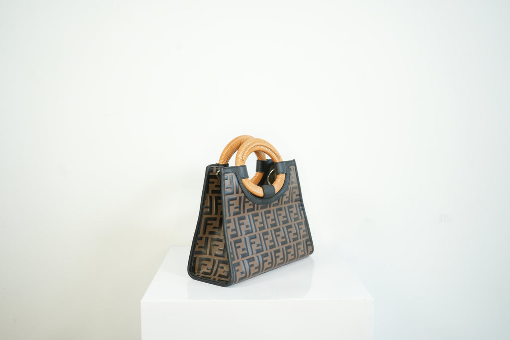 Fendi Tobacco FF Zucca Small Embossed Handbag