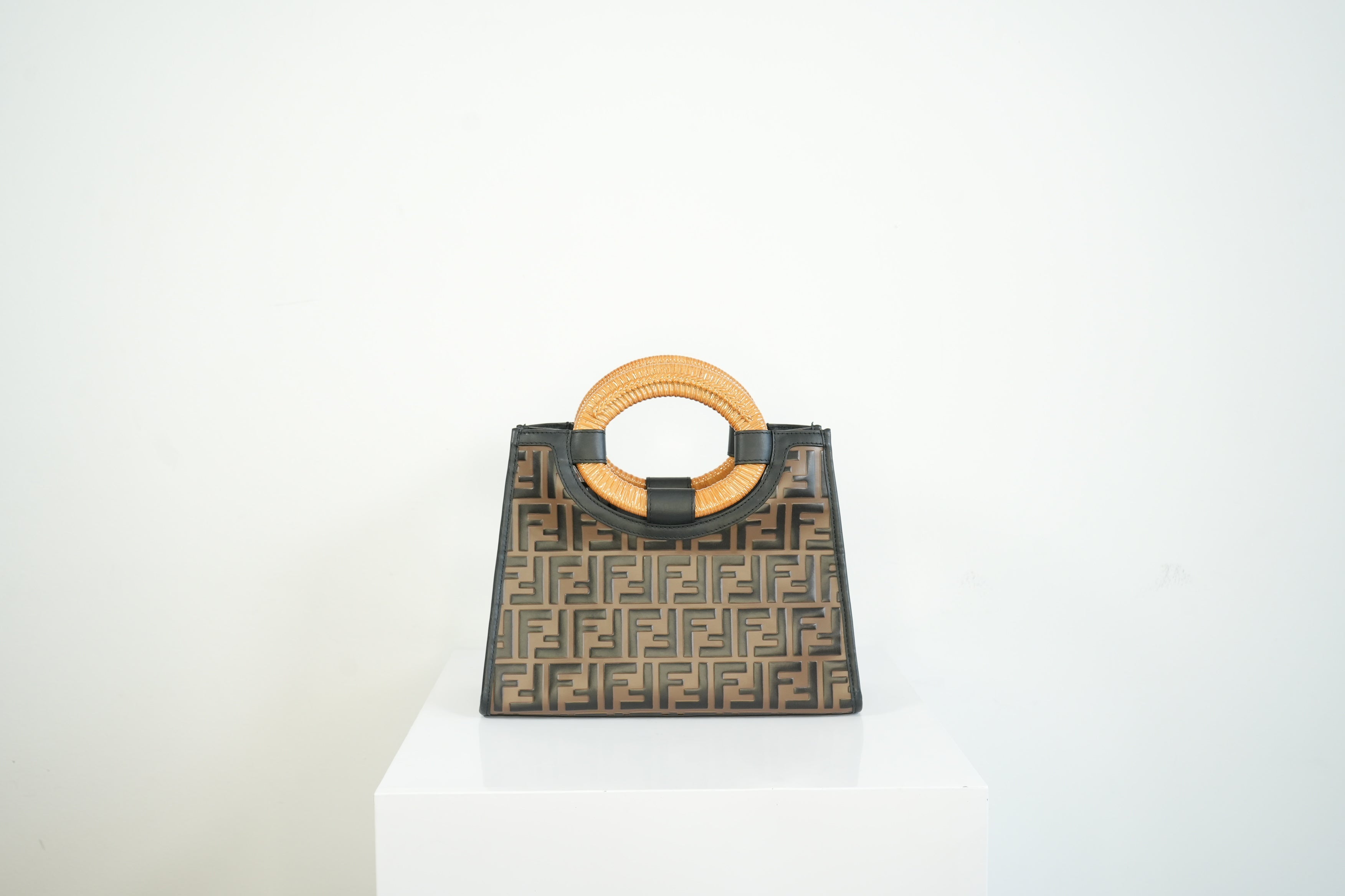 Fendi Tobacco FF Zucca Small Embossed Handbag