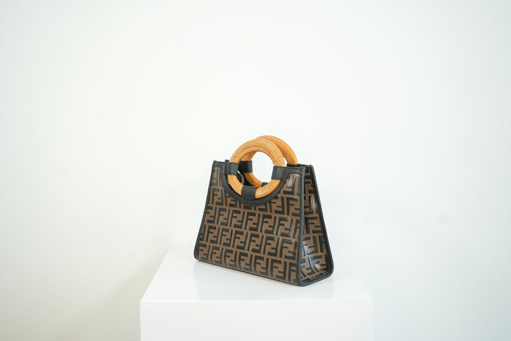 Fendi Tobacco FF Zucca Small Embossed Handbag