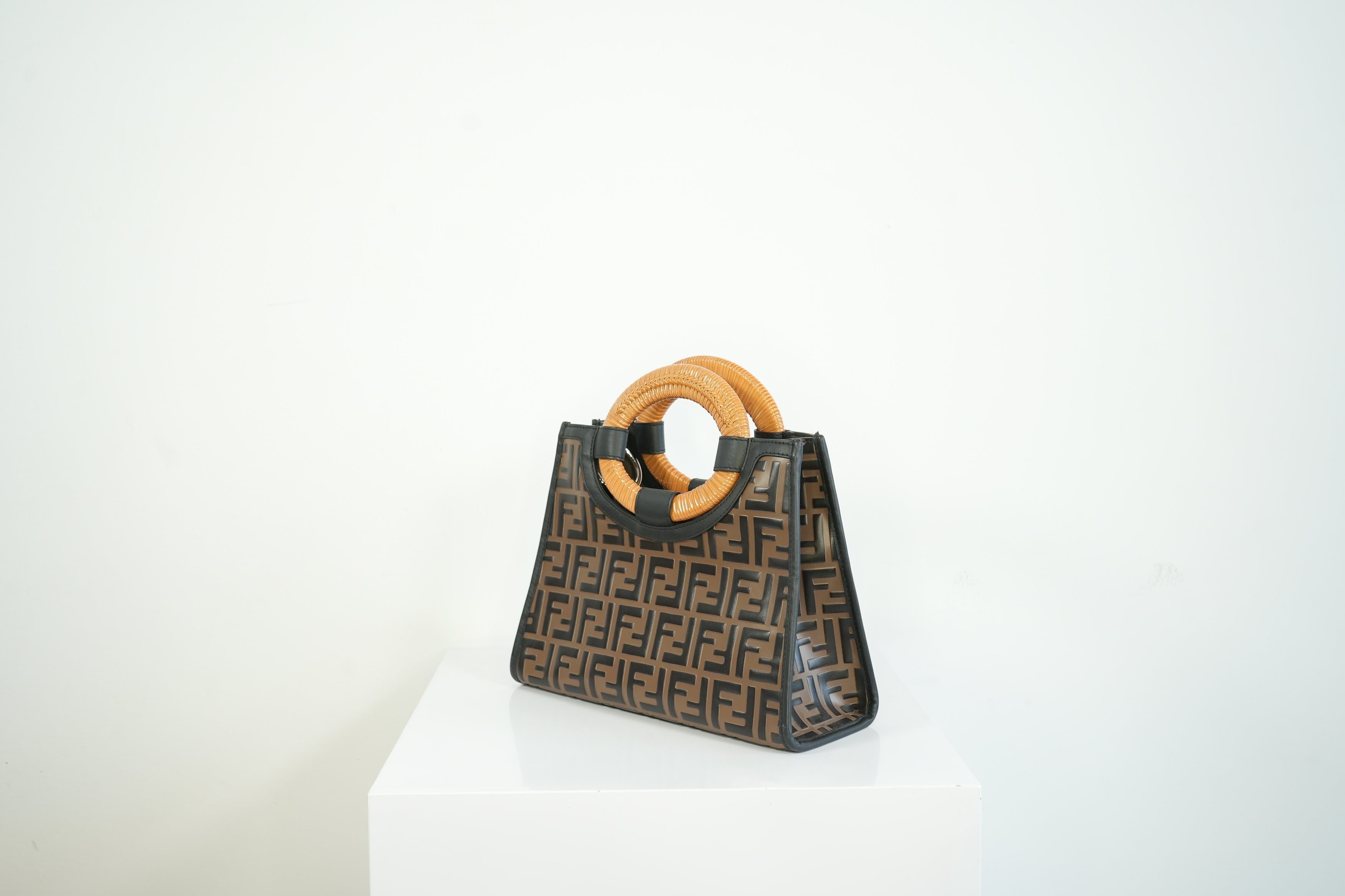 Fendi Tobacco FF Zucca Small Embossed Handbag