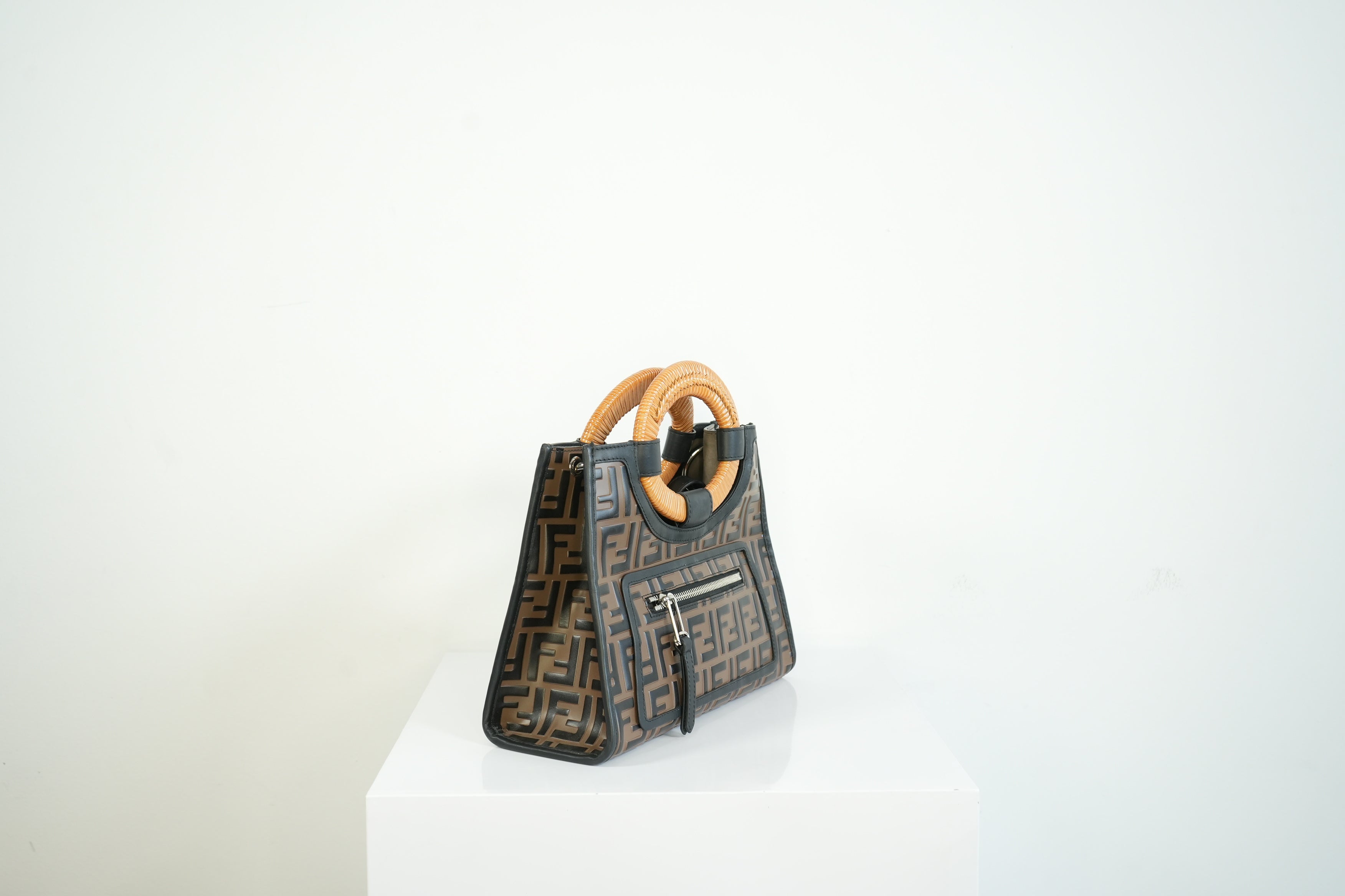 Fendi Tobacco FF Zucca Small Embossed Handbag