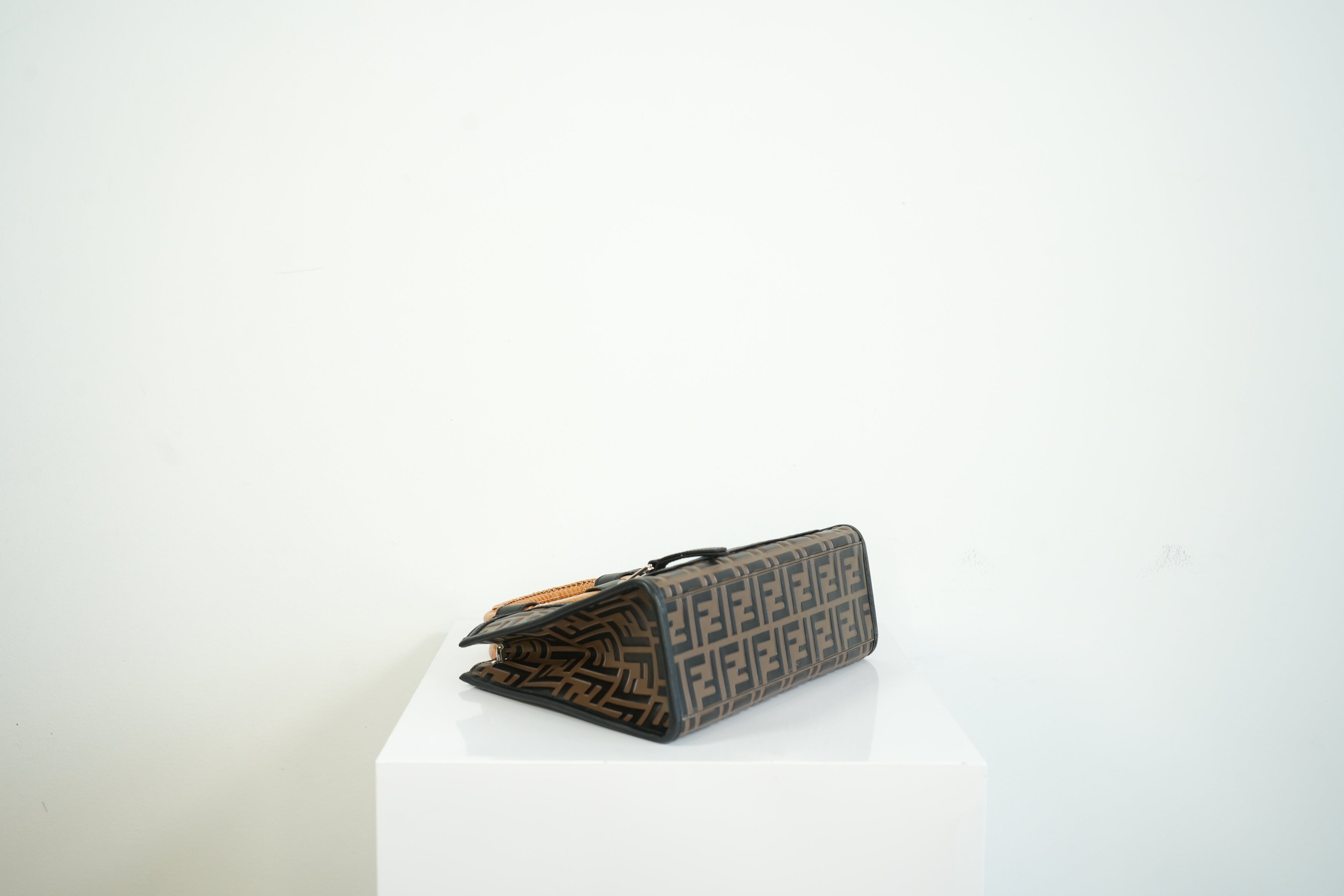 Fendi Tobacco FF Zucca Small Embossed Handbag