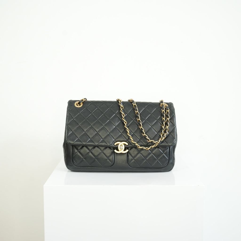 Chanel Jumbo Daily Flap Black Shoulder Bag Quilted Lambskin