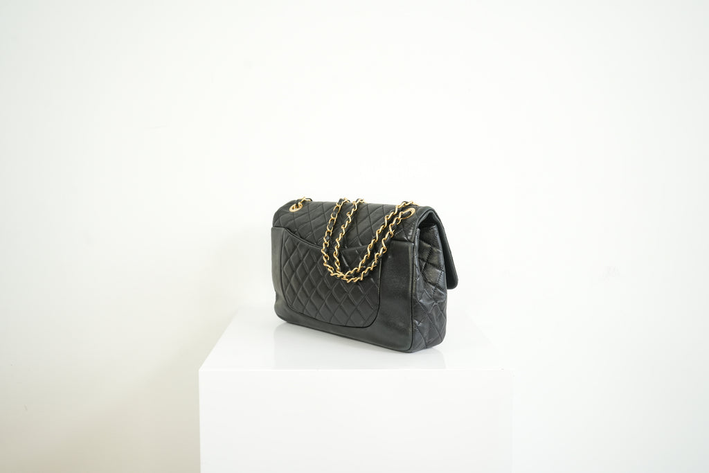 Chanel Jumbo Daily Flap Black Shoulder Bag Quilted Lambskin