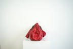 Christian Doir Plisse Large Pleated Red Lambskin Leather Handbag