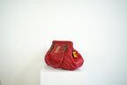 Christian Doir Plisse Large Pleated Red Lambskin Leather Handbag