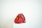 Christian Doir Plisse Large Pleated Red Lambskin Leather Handbag