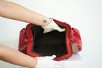 Christian Doir Plisse Large Pleated Red Lambskin Leather Handbag