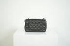 Chanel Mini Classic Black Lambskin W/Champagne Gold Flap Bag Full Set
