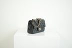 Chanel Mini Classic Black Lambskin W/Champagne Gold Flap Bag Full Set