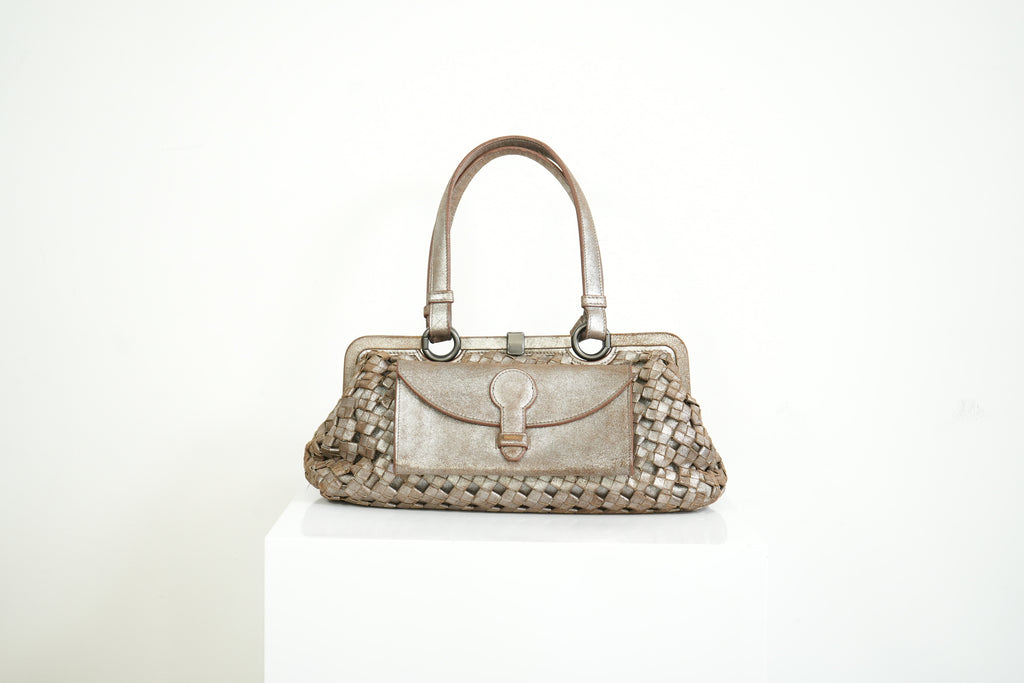 Bottega Veneta Intrecciato Woven Metallic Leather Finish
