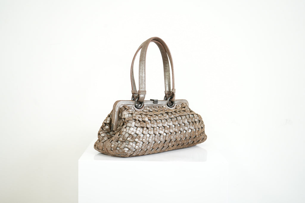 Bottega Veneta Intrecciato Woven Metallic Leather Finish