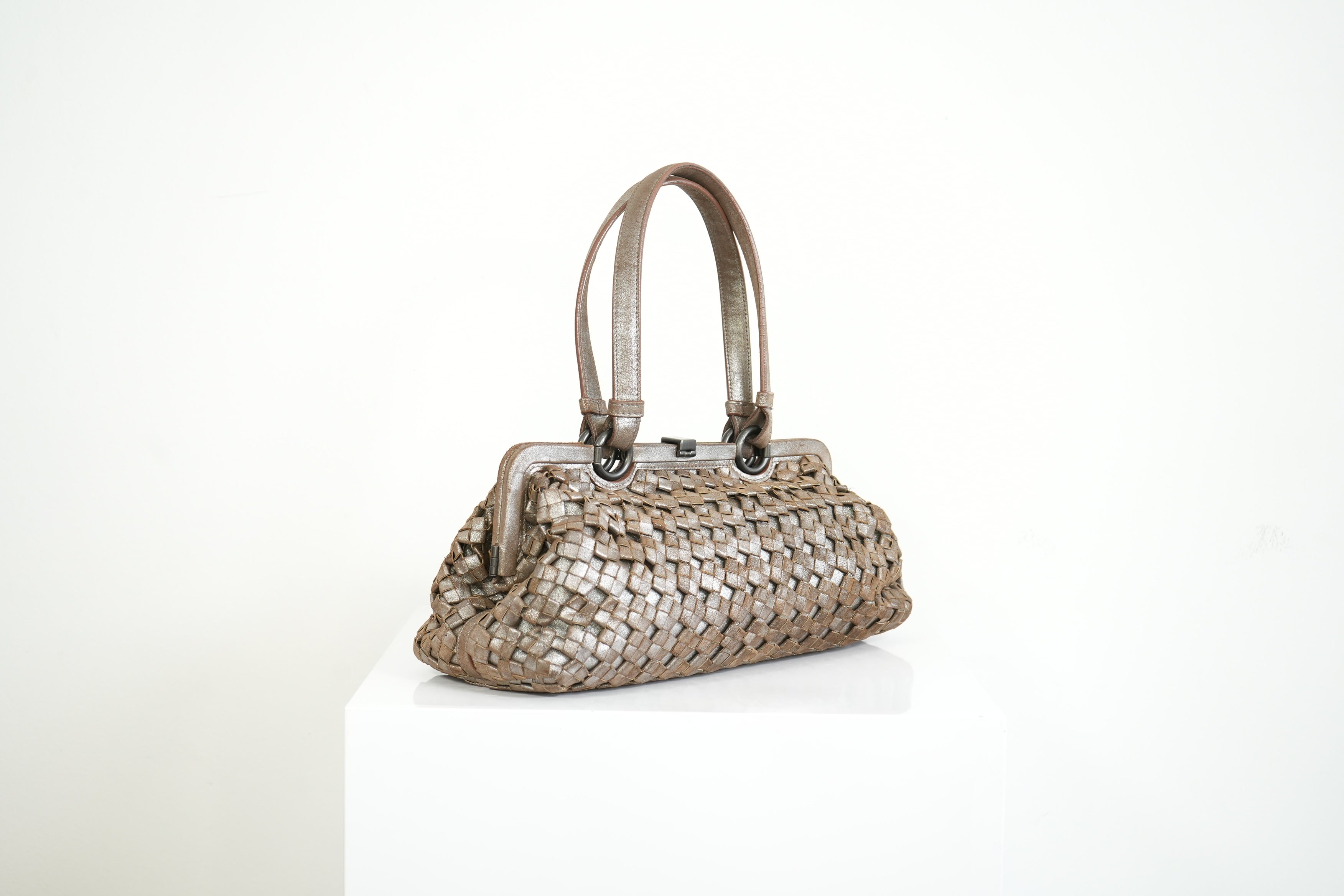 Bottega Veneta Intrecciato Woven Metallic Leather Finish