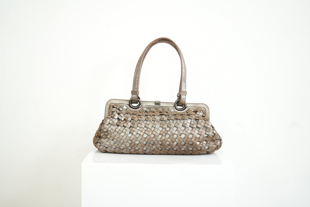 Bottega Veneta Intrecciato Woven Metallic Leather Finish