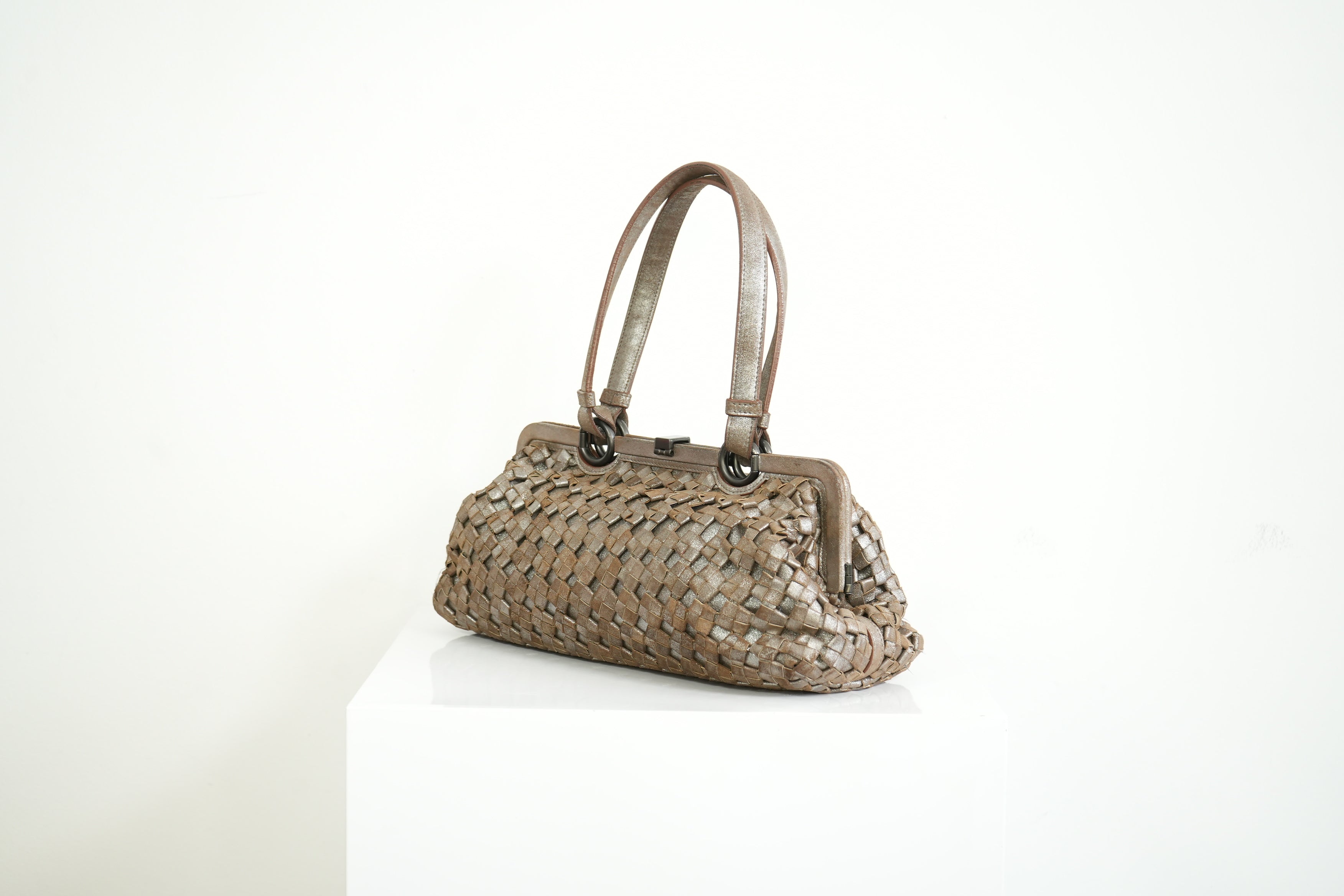 Bottega Veneta Intrecciato Woven Metallic Leather Finish