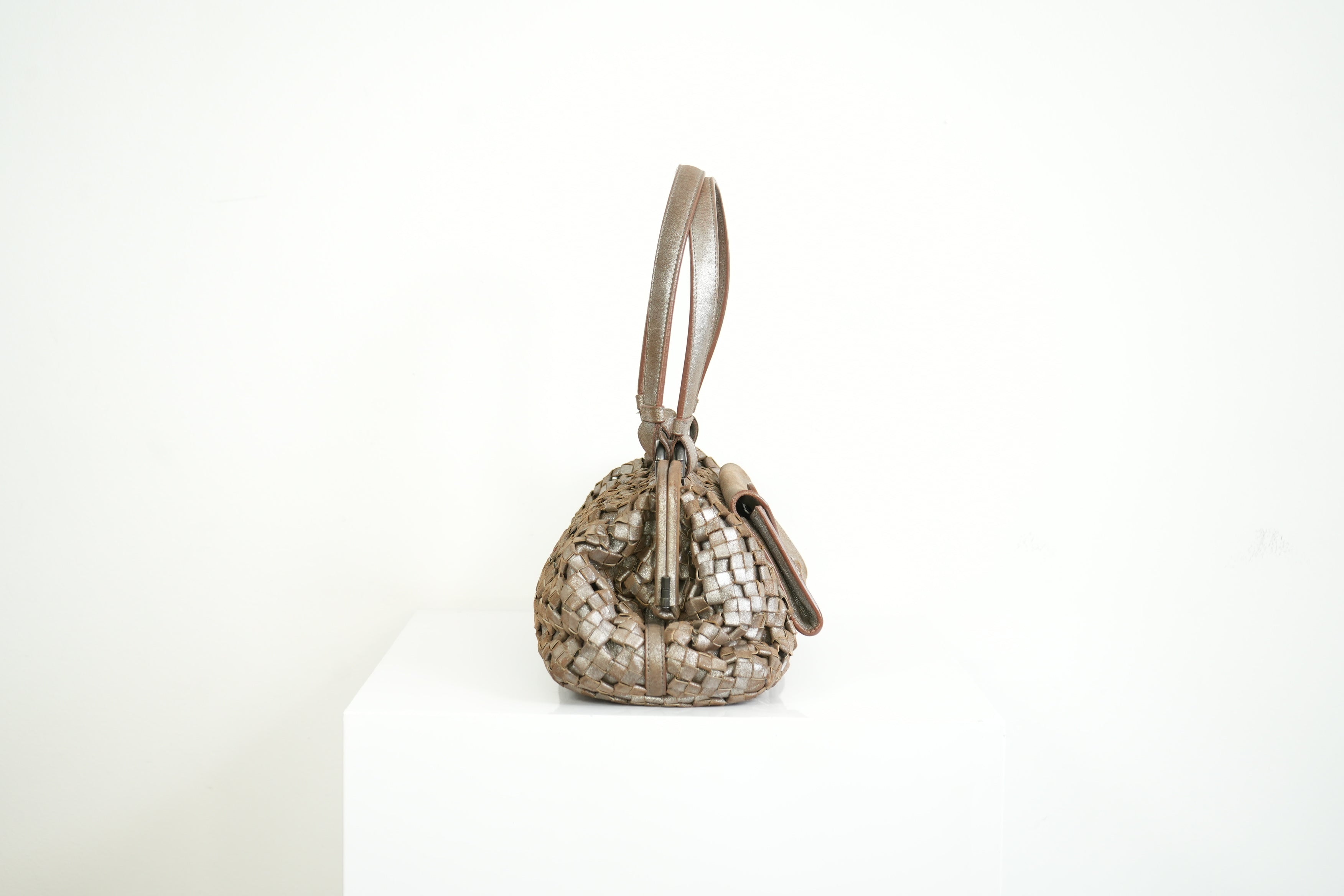 Bottega Veneta Intrecciato Woven Metallic Leather Finish