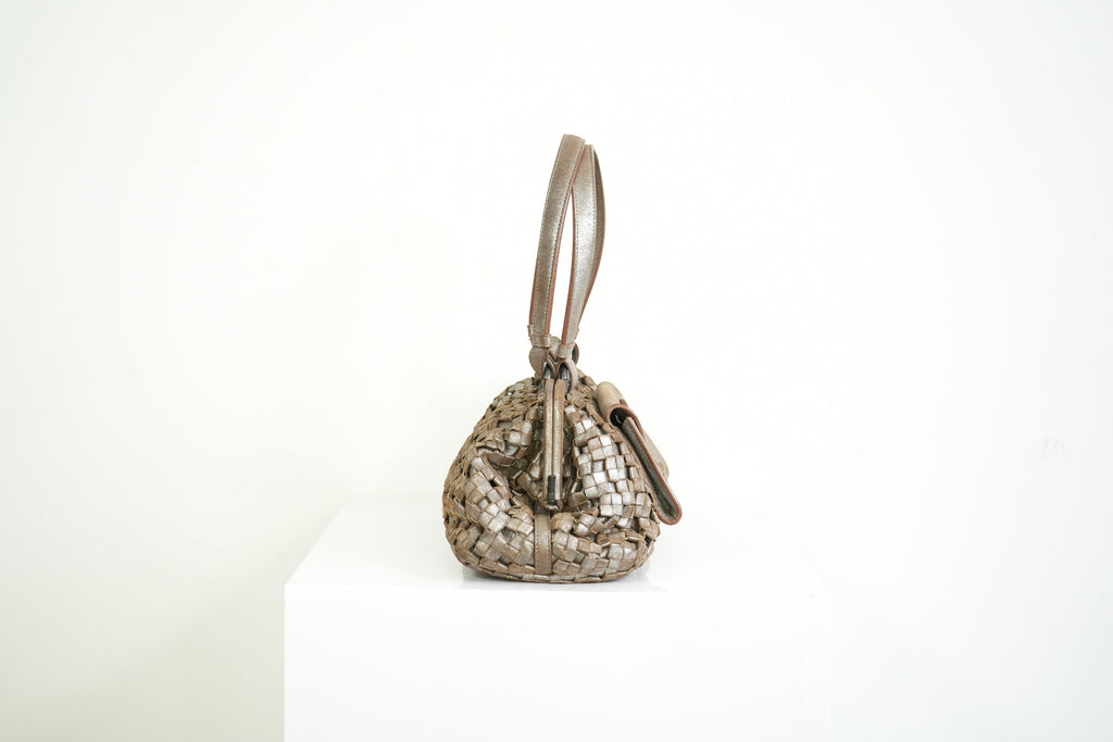 Bottega Veneta Intrecciato Woven Metallic Leather Finish