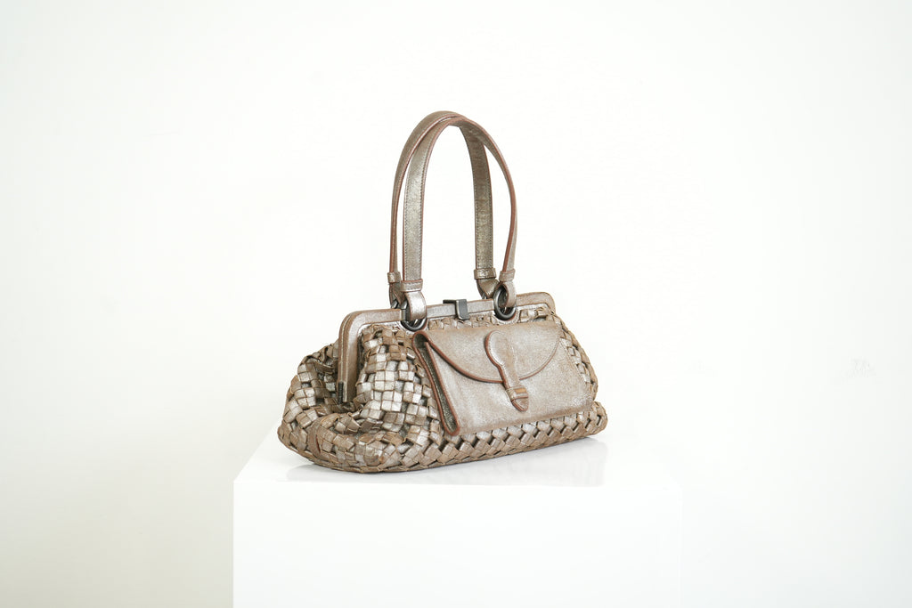 Bottega Veneta Intrecciato Woven Metallic Leather Finish