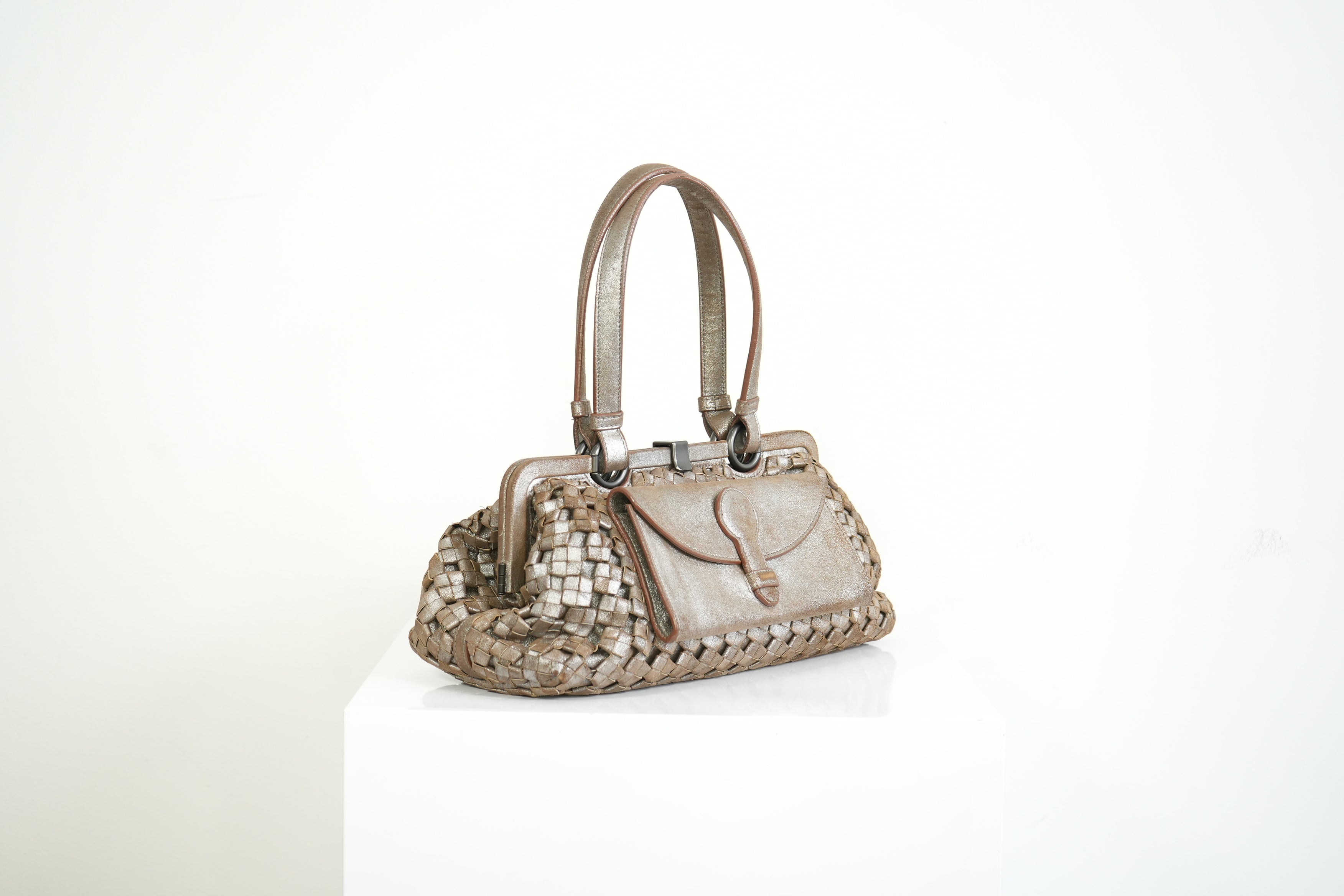 Bottega Veneta Intrecciato Woven Metallic Leather Finish