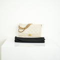Chanel Beige Boy Wallet On Chain Gold Hardware Full Set