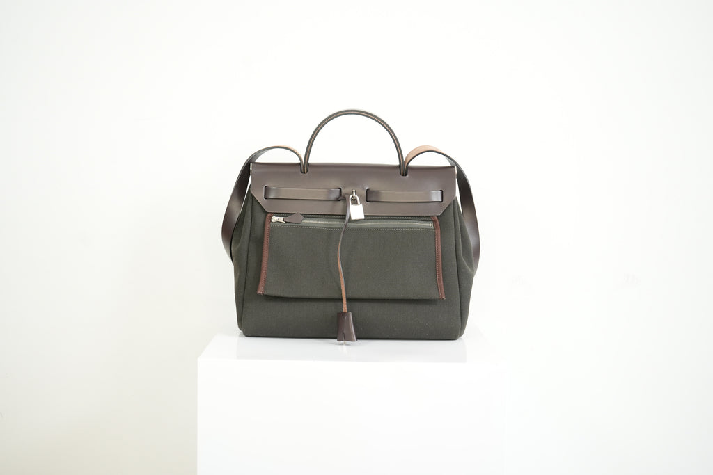 Hermes Herbag Zip 31, Black/Brown Full Set