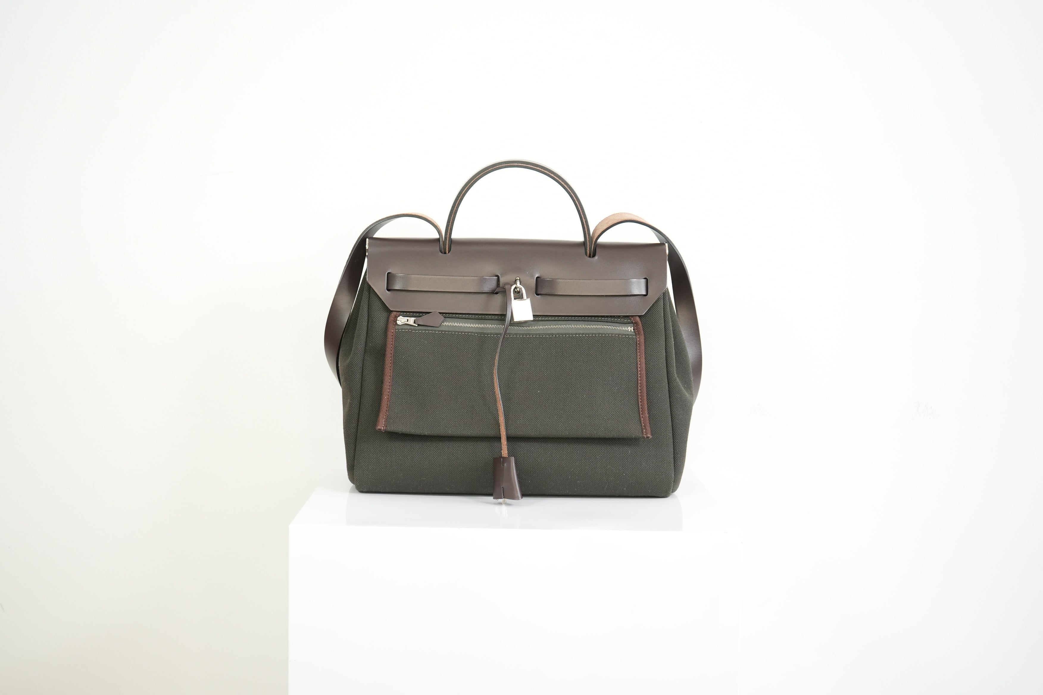 Hermes Herbag Zip 31, Black/Brown Full Set