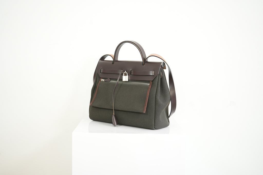 Hermes Herbag Zip 31, Black/Brown Full Set