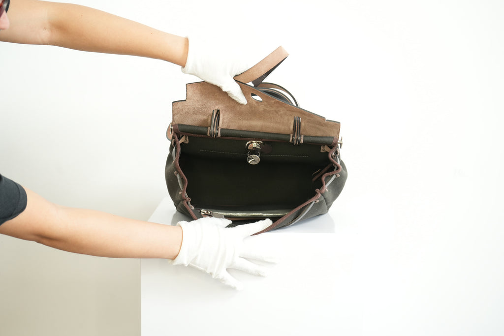 Hermes Herbag Zip 31, Black/Brown Full Set