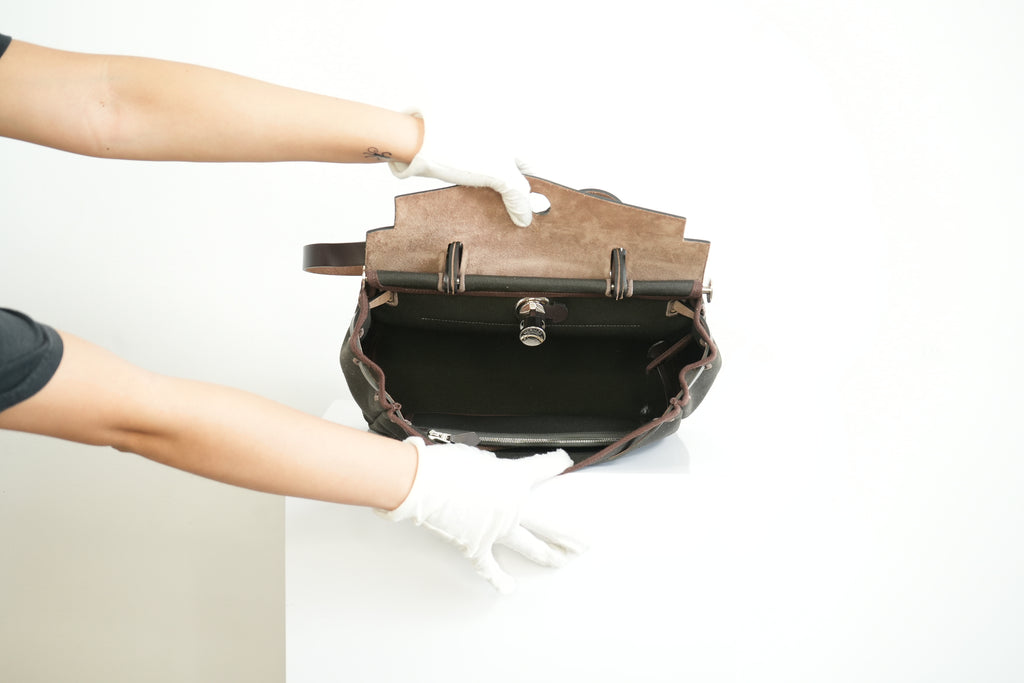 Hermes Herbag Zip 31, Black/Brown Full Set