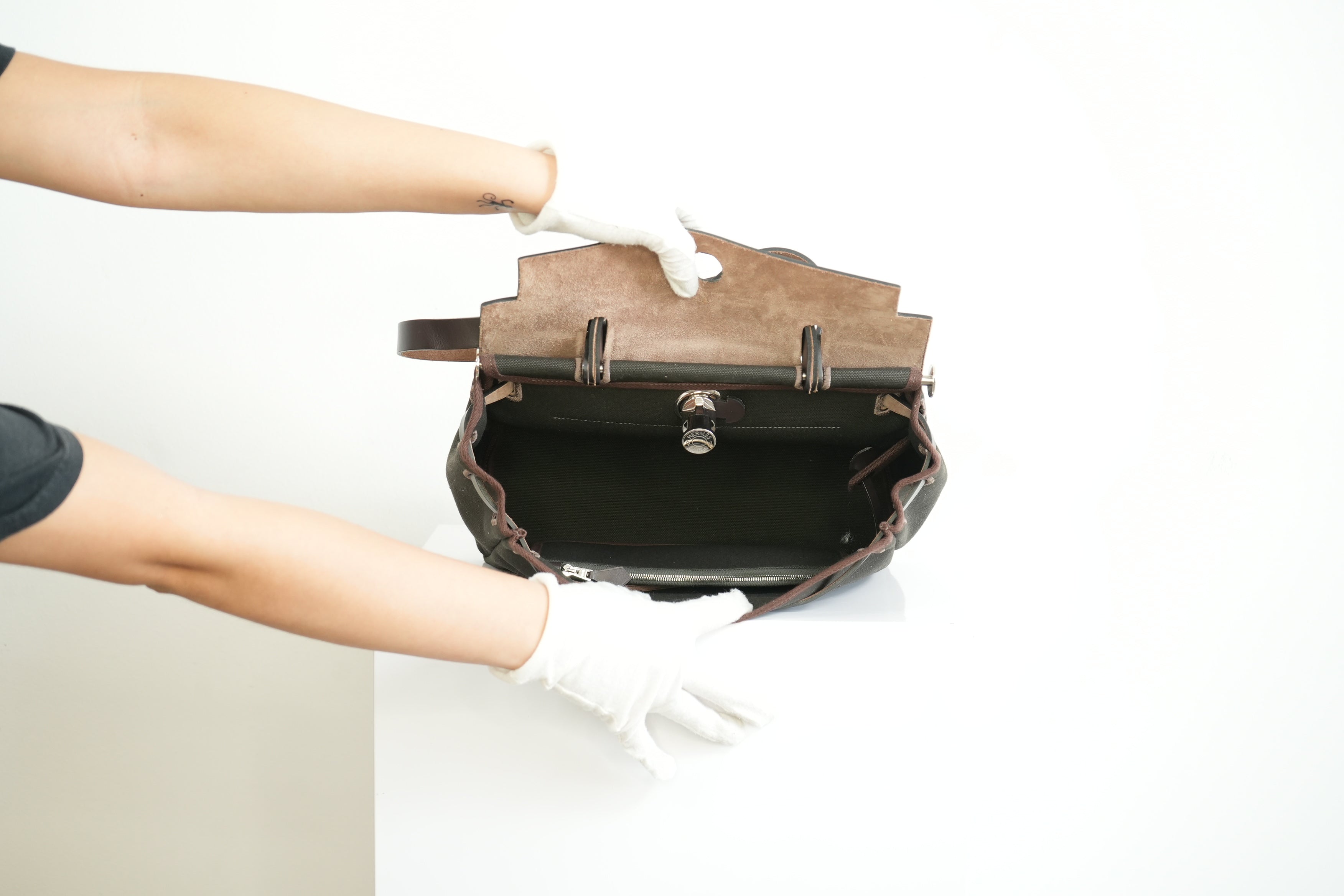 Hermes Herbag Zip 31, Black/Brown Full Set