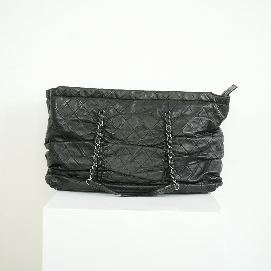 Chanel Black Quilted Lambskin Leather Tote Bag