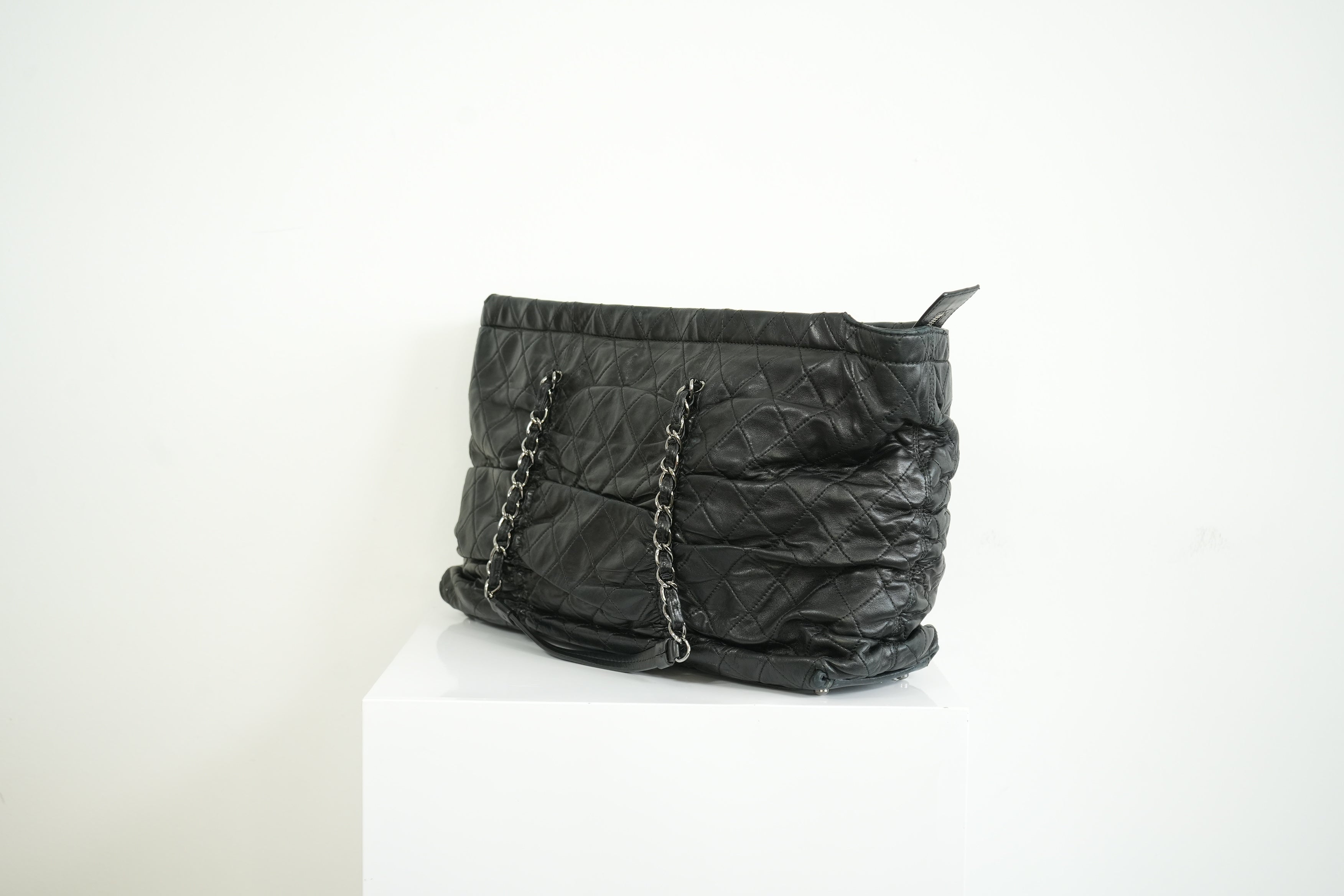 Chanel Black Quilted Lambskin Leather Tote Bag