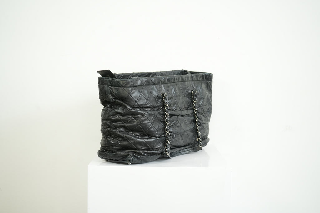 Chanel Black Quilted Lambskin Leather Tote Bag