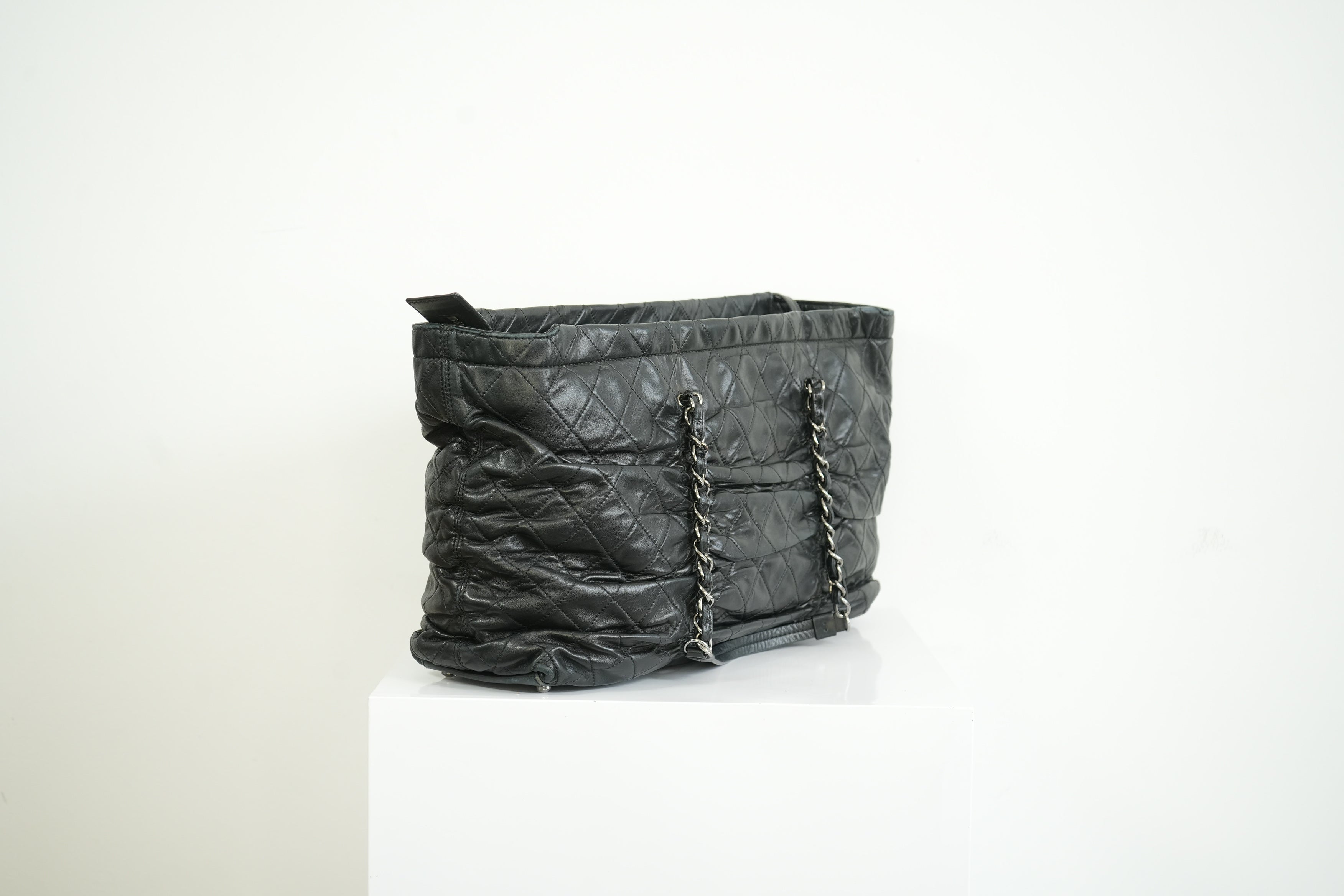 Chanel Black Quilted Lambskin Leather Tote Bag