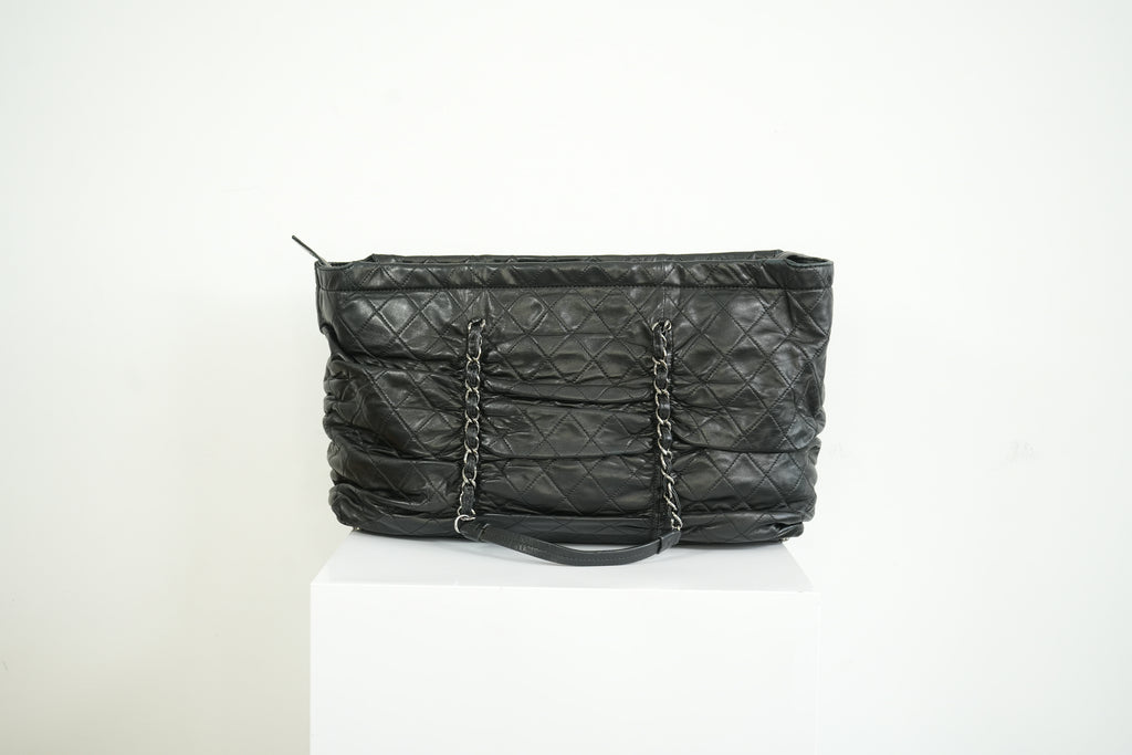 Chanel Black Quilted Lambskin Leather Tote Bag
