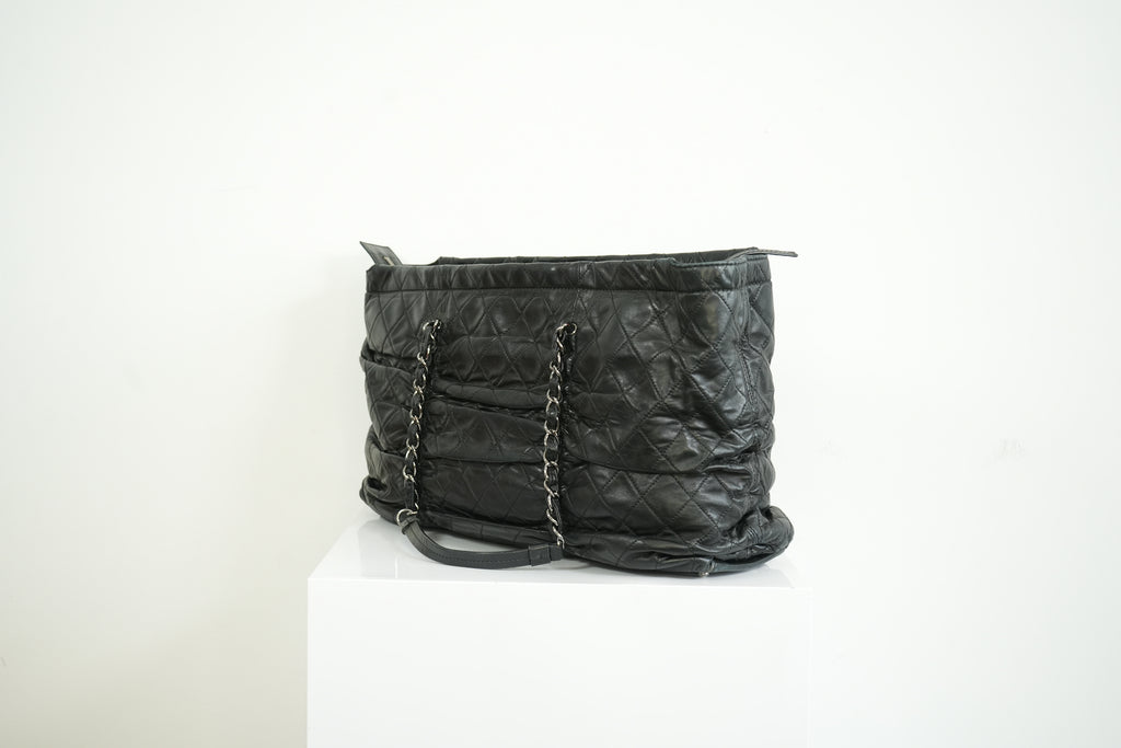 Chanel Black Quilted Lambskin Leather Tote Bag