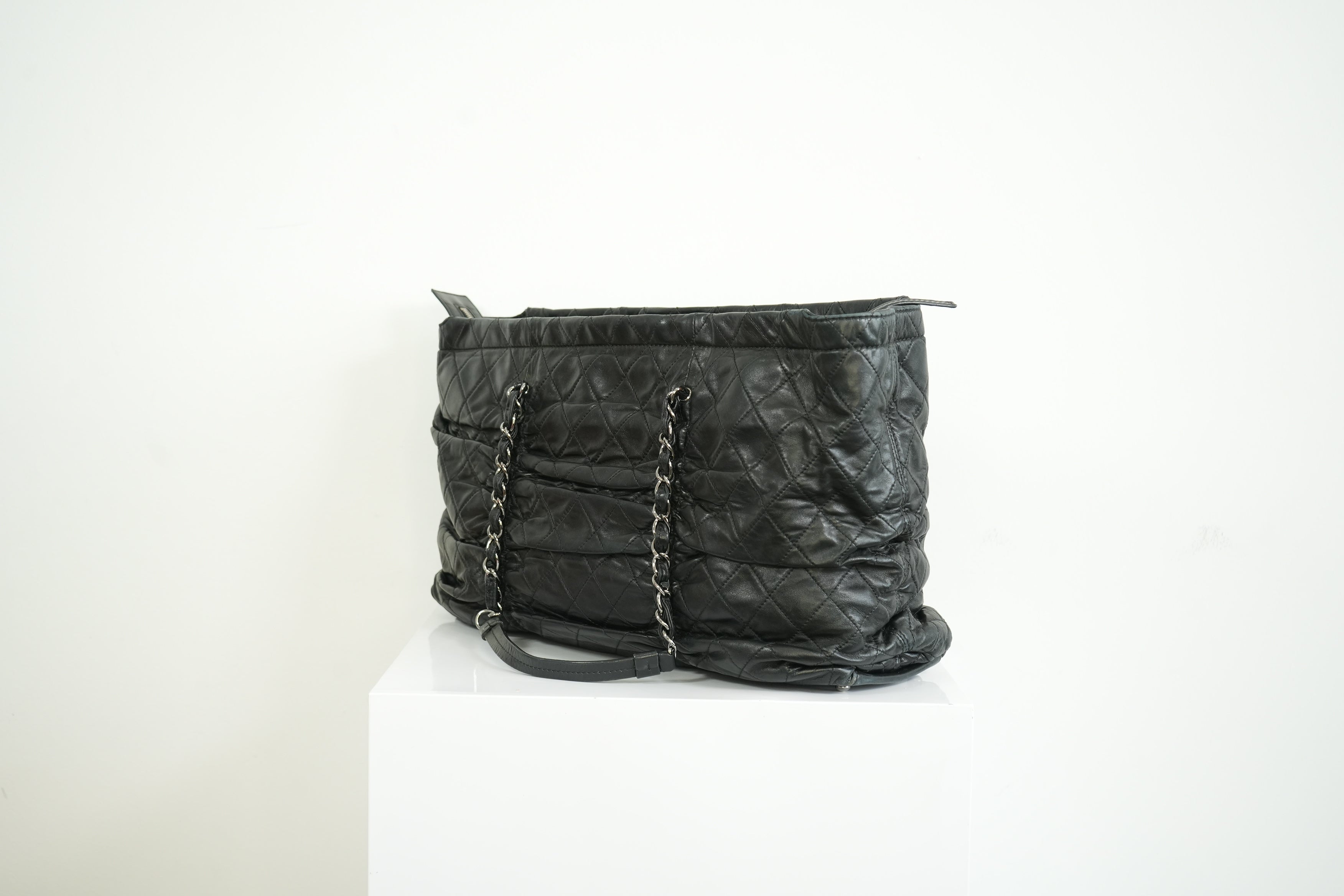 Chanel Black Quilted Lambskin Leather Tote Bag