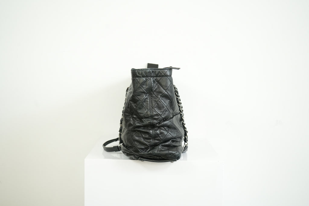 Chanel Black Quilted Lambskin Leather Tote Bag