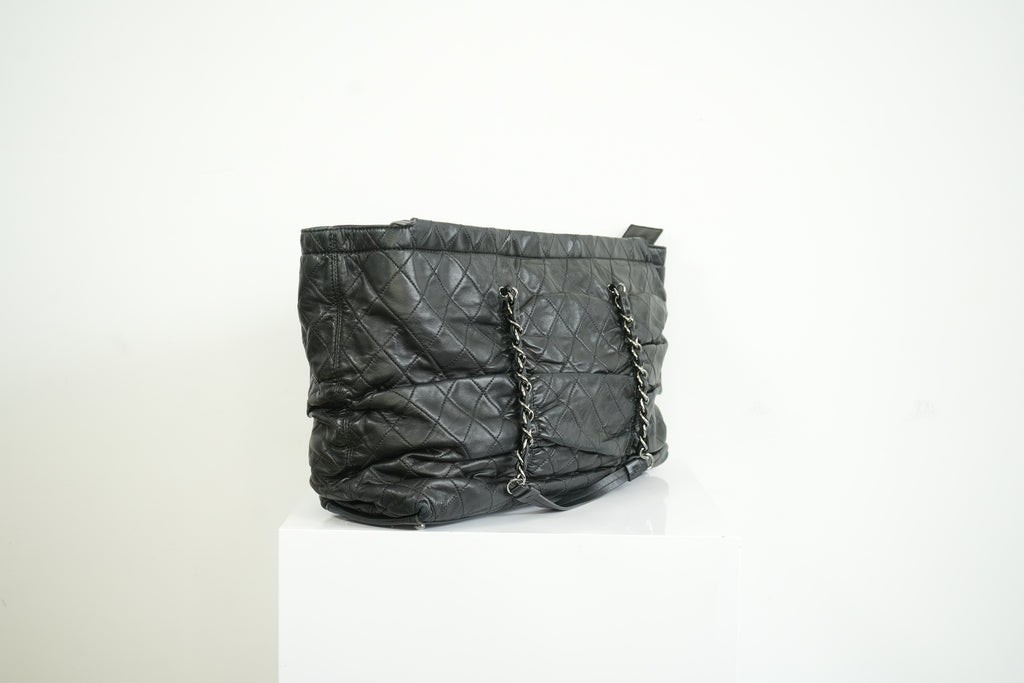 Chanel Black Quilted Lambskin Leather Tote Bag