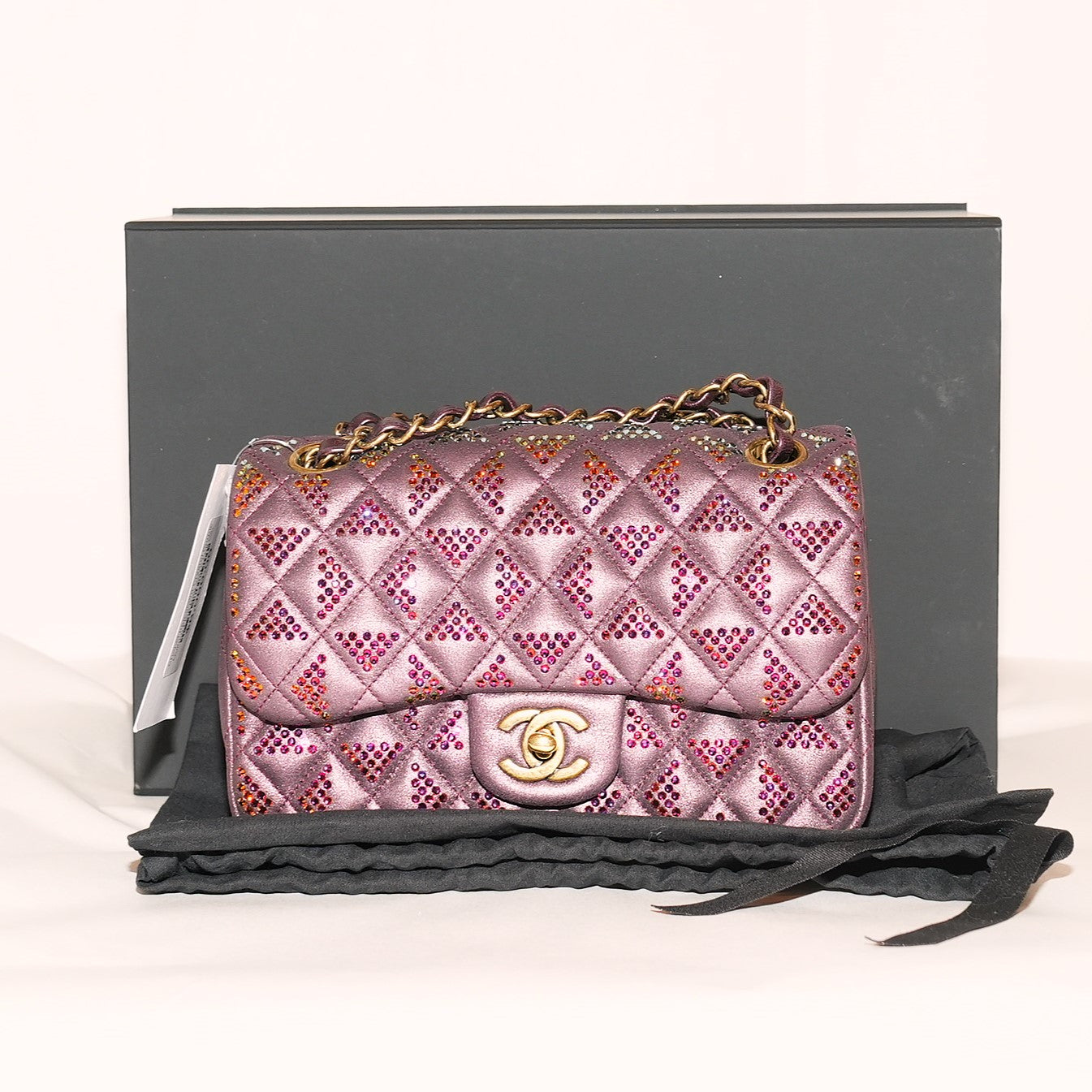 SF EXCLUSIVE: Chanel Purple Flap Rhinestone Shoulder Bag Collector's Piece Full Set