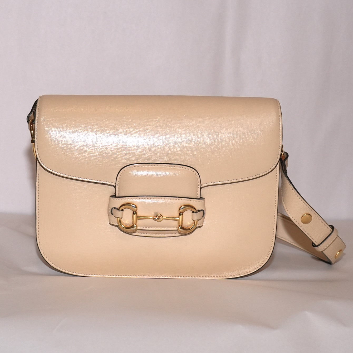 SF EXCLUSIVE: Gucci Azalea Calfskin Web Mini Horsebit 1955 Shoulder Bag Bubble Tea