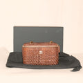 SF EXCLUSIVE: Chanel Raffia Jute Striped Small Vanity Case With Chain