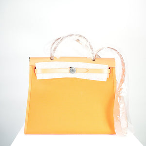 Hermes Toile 31 Herbag Orange W/Tan Top Handle