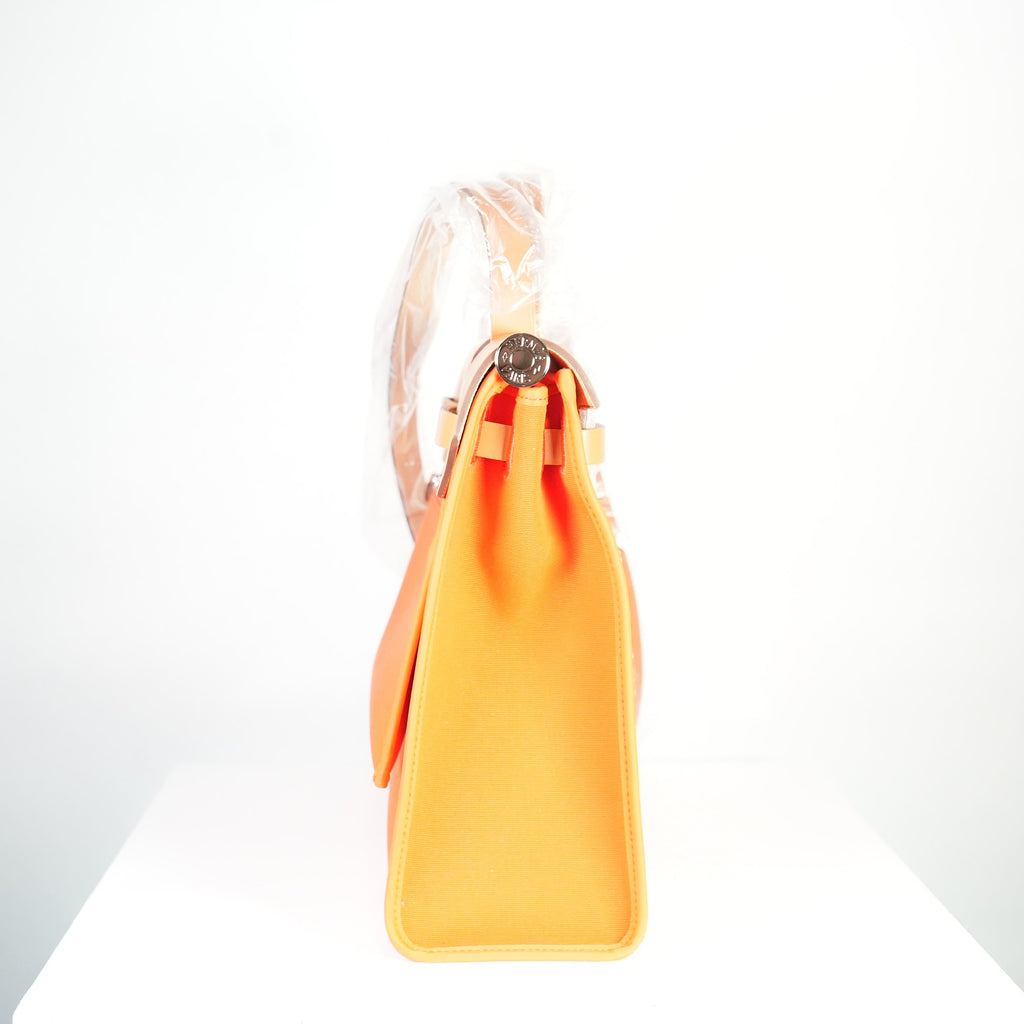Hermes Toile 31 Herbag Orange W/Tan Top Handle