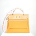 Hermes Toile 31 Herbag Orange W/Tan Top Handle